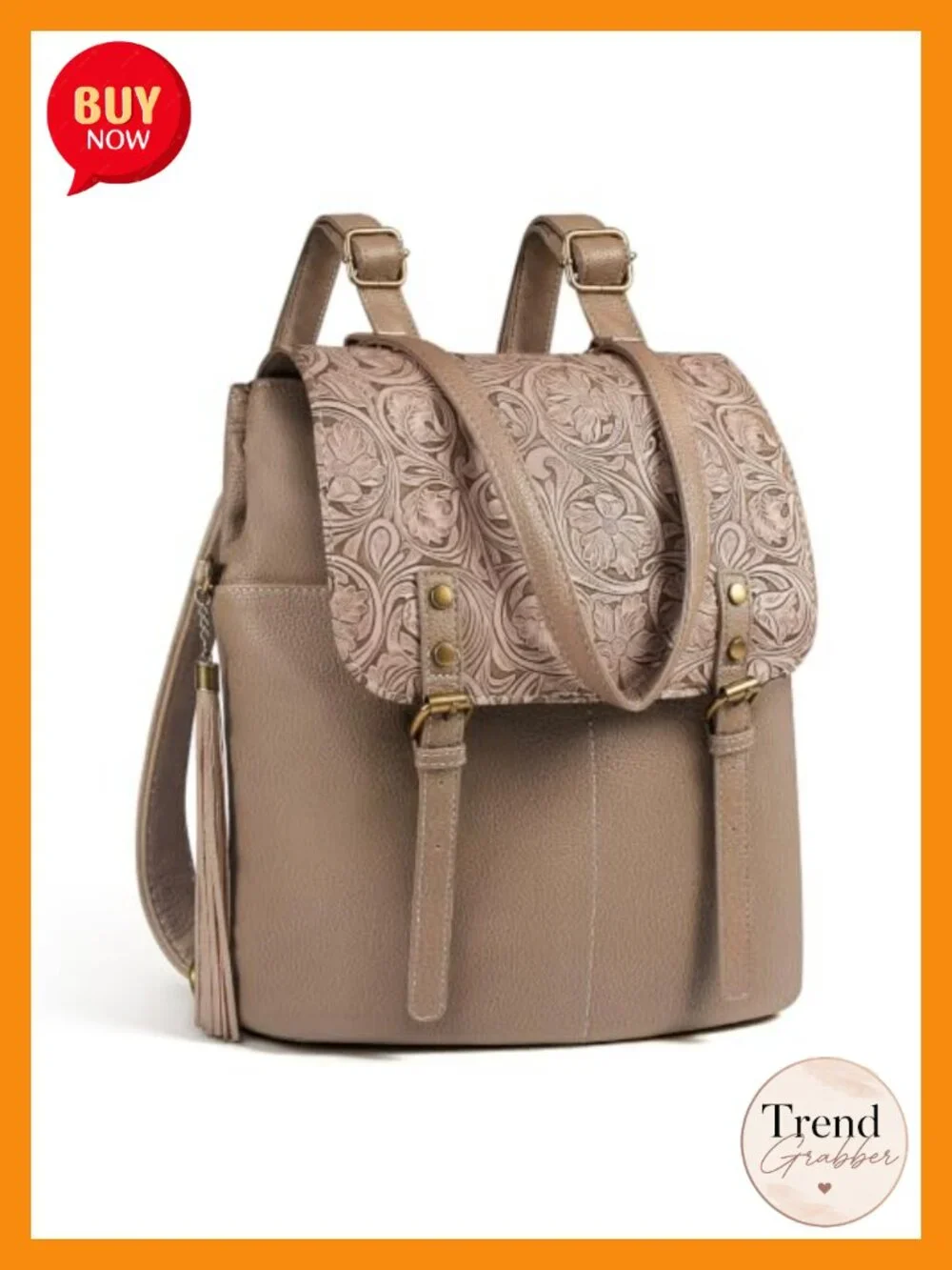 Vintage Paisley Faux Leather Backpack Purse for Women, Adjustable Straps,